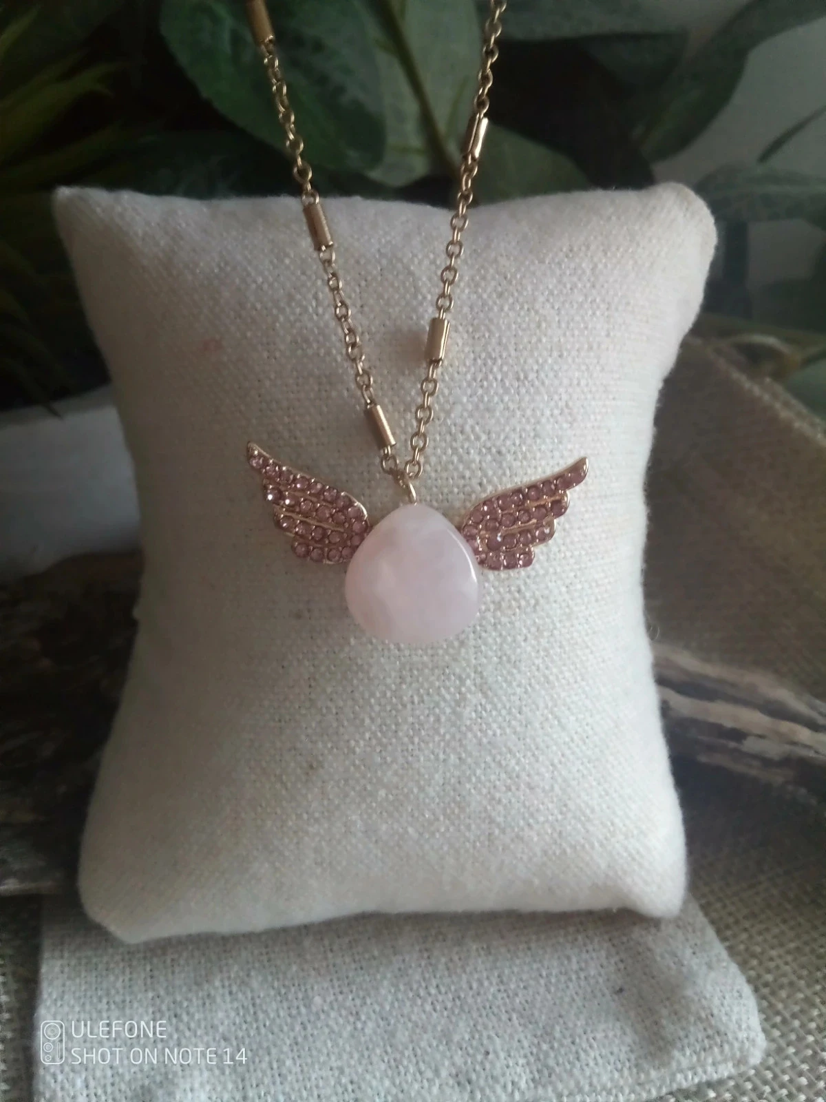 Collier met vleugels en roze kwarts steen – photo 4